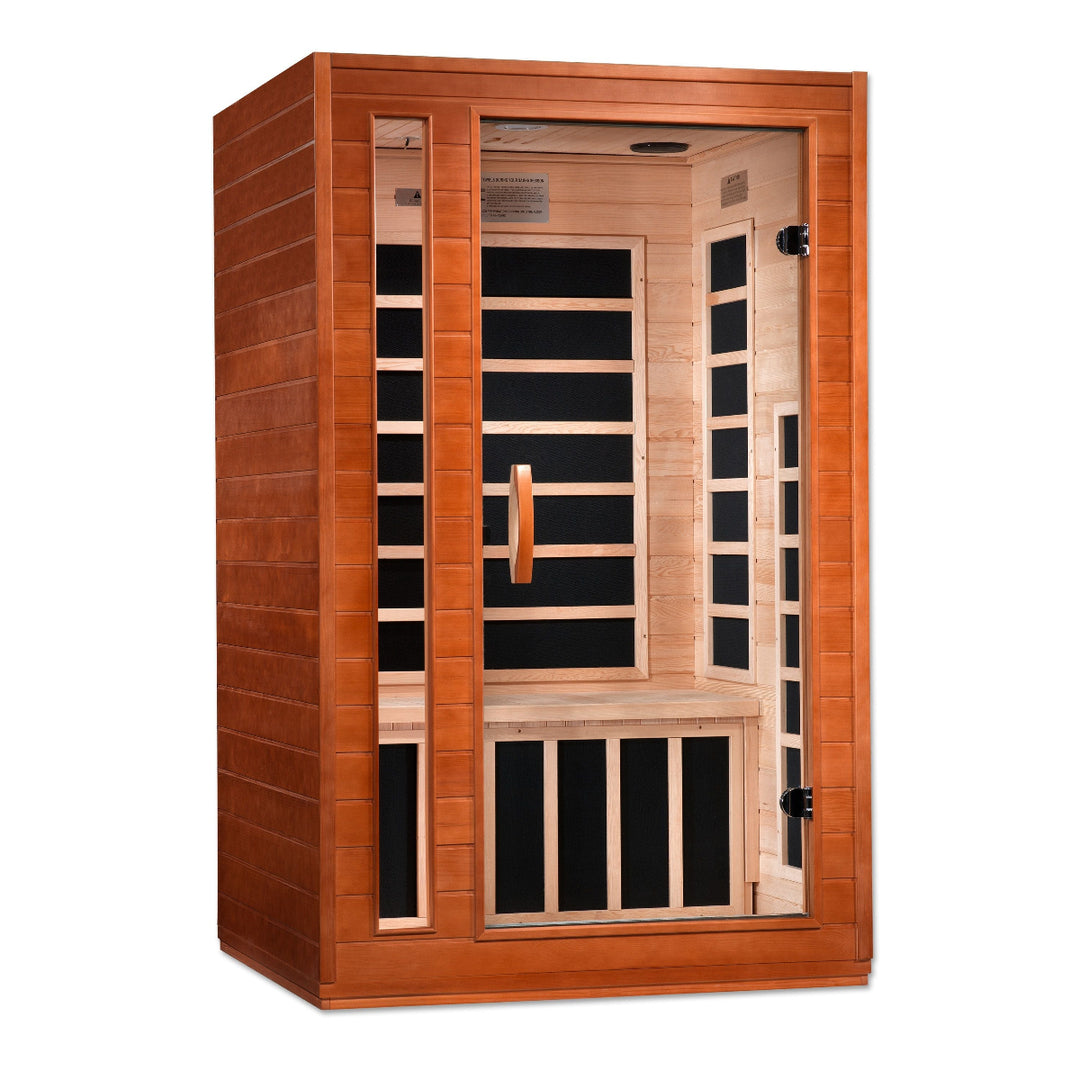 indoor infrared 2 person red light sauna hemlock wood 