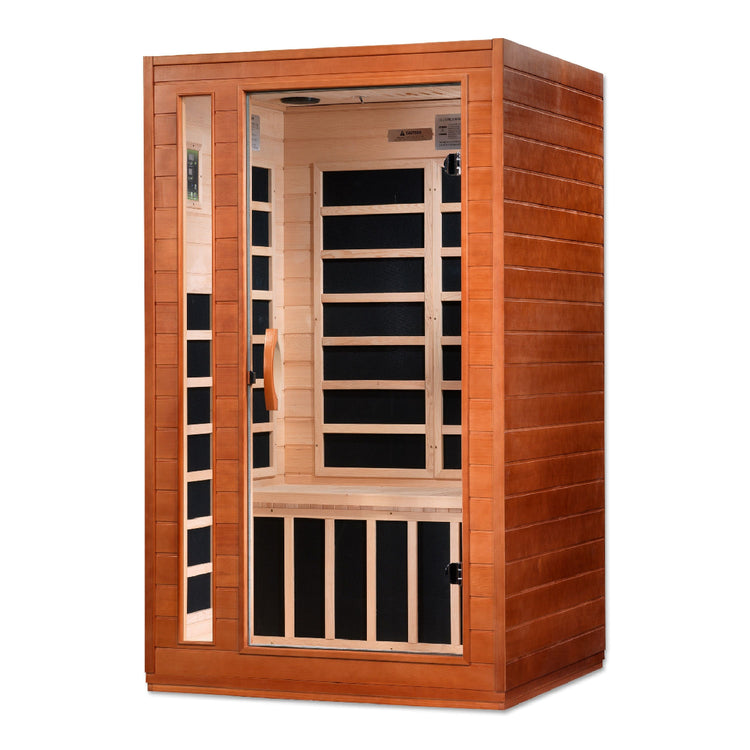 indoor infrared 2 person red light sauna hemlock wood 