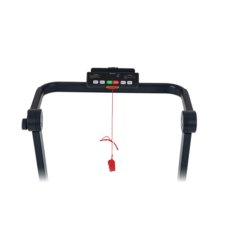Isolated treadmill console image on white background.