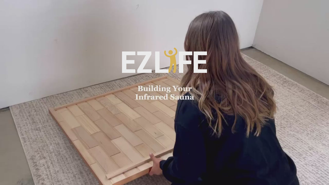 EZ Life indoor infrared  red light sauna hemlock wood assembly video